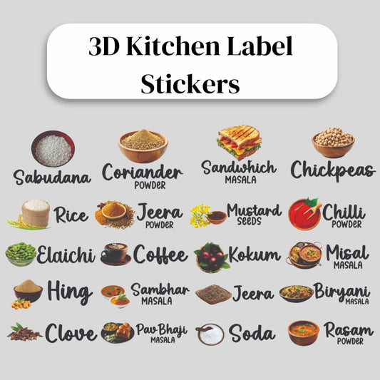 Premium 3D Kitchen Label Stickers